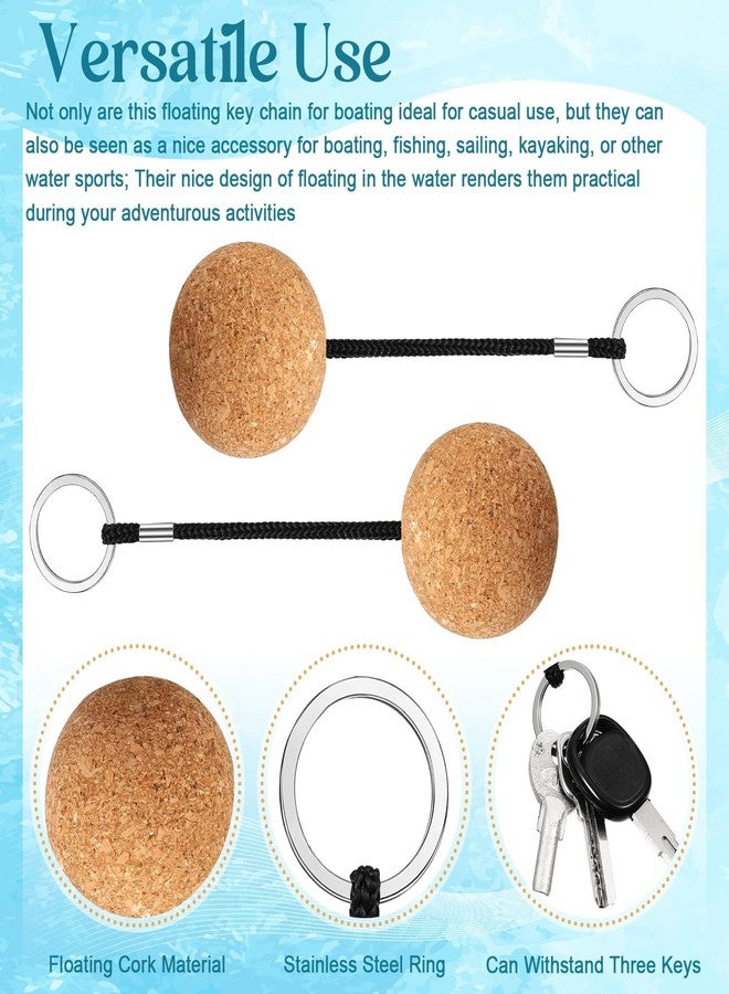 Ecation 2 Pieces 2 Inches/ 50 mm Floating Cork Keyring Buoyant Wooden Ball Float Keychain Floating Key Chain for Boating Fishing Kayaking Surfing Sailing Canoe Water Sport Accessories - Image 4